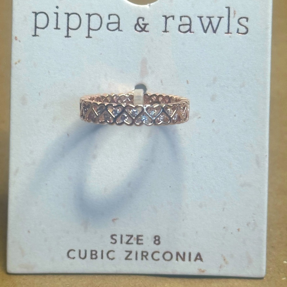 NWT pippa & rawls Hearts eternity cubic zirconia ring size 8 rosegold color